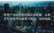 老用户总结的电鸽网页版秘籍：从新手到熟练的分级学习路线，信鸽电商